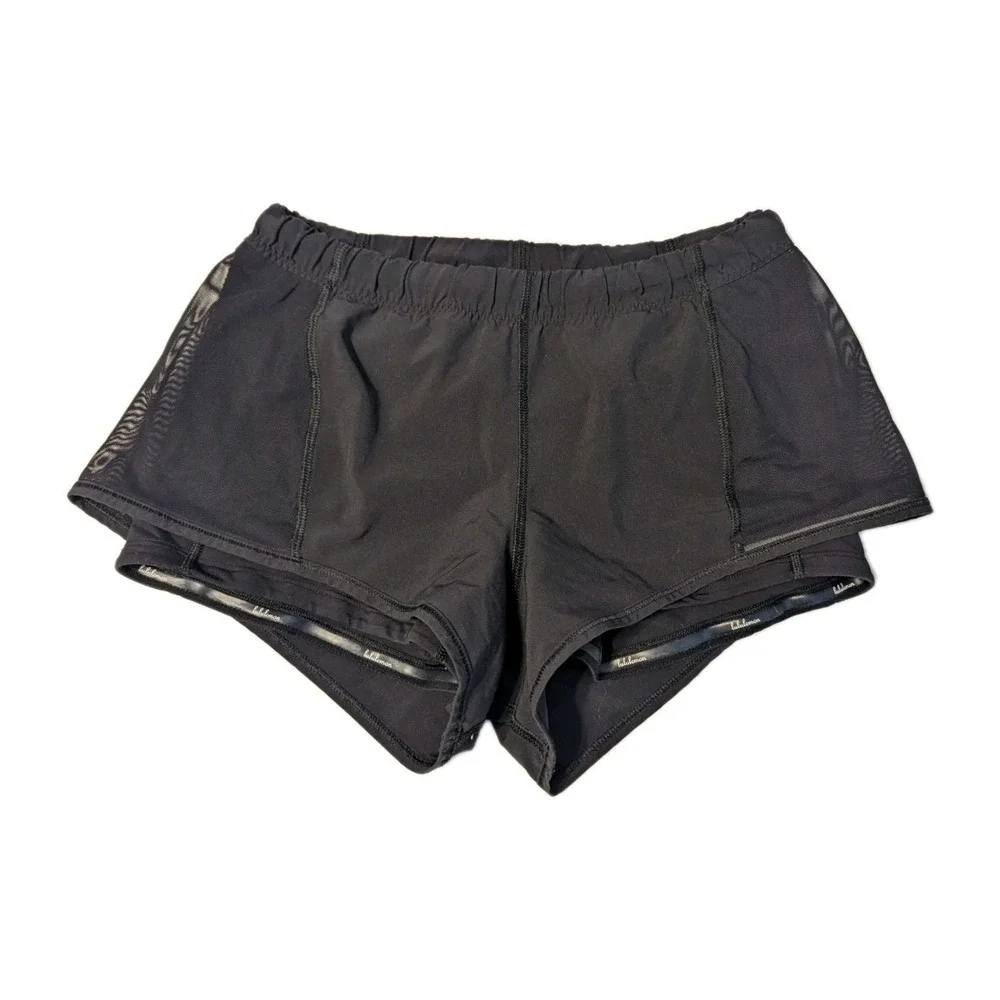 Lululemon Athletica Meshed Up Shorts Layered Workout Gym Athleisure Black Size 4